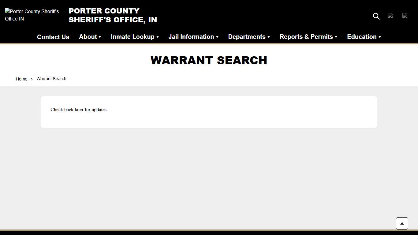 Warrant Search Porter County Sheriff’s Office IN